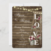 Rustic Ladder and Lights Love Burgundy Wedding Kaart (Voorkant)