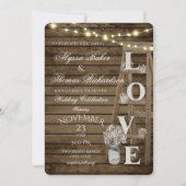 Rustic Ladder and Lights Love Wedding Invitation Kaart (Voorkant)