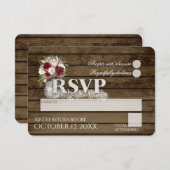 Rustic Ladder Love Burgundy Rozen RSVP Wedding (Voorkant / Achterkant)