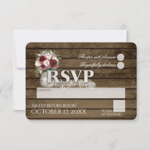 Rustic Ladder Love Burgundy Rozen RSVP Wedding