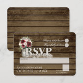 Rustic Ladder Love Burgundy Rozen RSVP Wedding Kaartje (Voorkant / Achterkant)