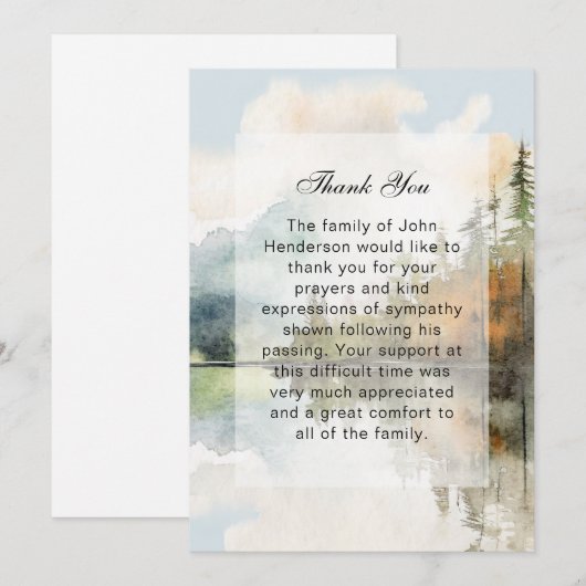 Rustic Lake begrafenis bedankkaartje Kaart (Voorkant / Achterkant)