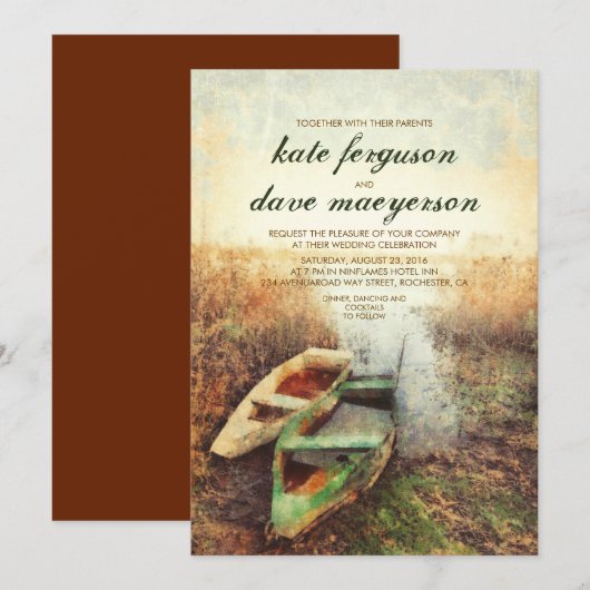 Rustic Lake Fall Huwelijksuitnodigingen Kaart (Voorkant / Achterkant)