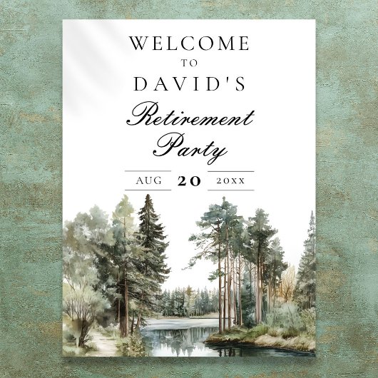 Rustic Lake Forest Retirement Party Welkomstbord Poster