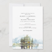 Rustic Lake Forest Waterverf Woodland Wedding Kaart (Voorkant)