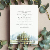 Rustic Lake Forest Waterverf Woodland Wedding Kaart
