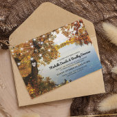 Rustic Lake Herfst Tree Wedding Kaart