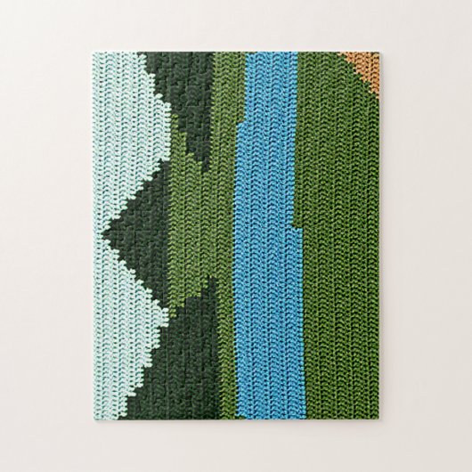 Rustic Lake Hills Green Designer Crochet Print Legpuzzel (Verticaal)