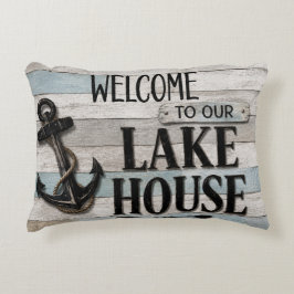 Rustic Lake House Anchor Nautical Coastal  Accent Kussen