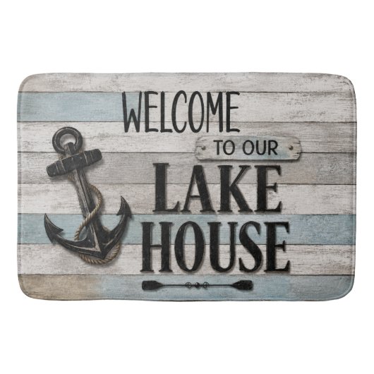 Rustic Lake House Anchor Nautical Coastal Badmat (Voorkant)