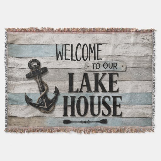Rustic Lake House Anchor Nautical Coastal  Deken (Voorkant)