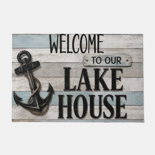 Rustic Lake House Anchor Nautical Coastal Deurmat (Voorkant)