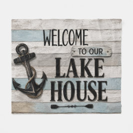 Rustic Lake House Anchor Nautical Coastal  Fleece Deken