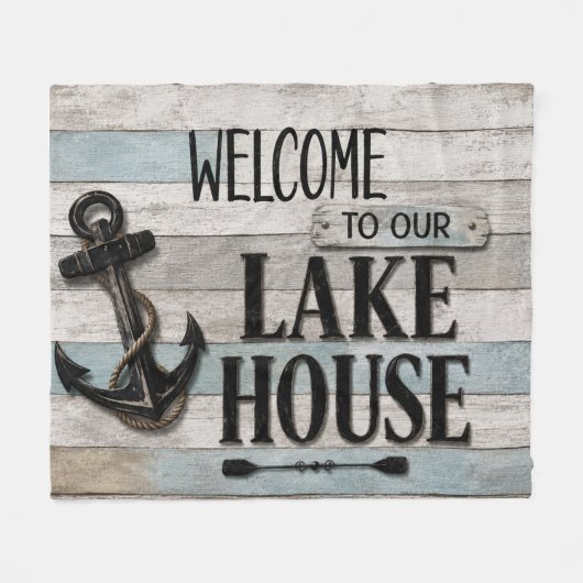Rustic Lake House Anchor Nautical Coastal Fleece Deken (Voorkant (Horizontaal))