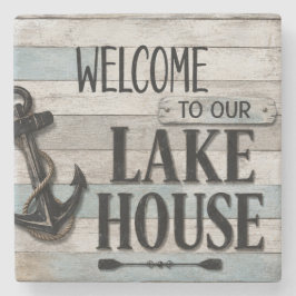Rustic Lake House Anchor Nautical Coastal  Stenen Onderzetter