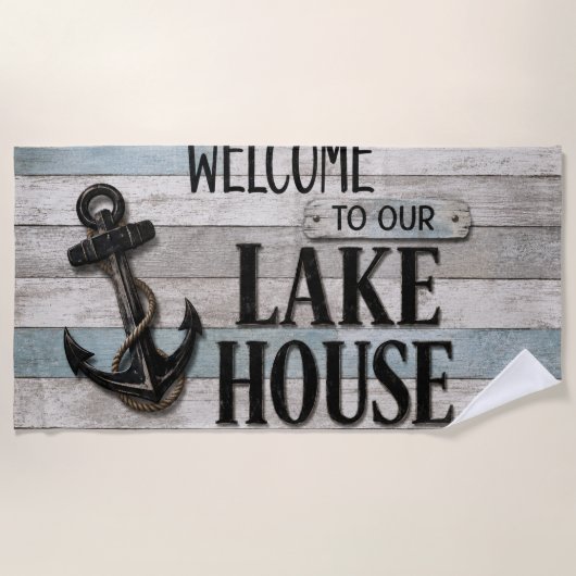 Rustic Lake House Anchor Nautical Coastal Strandlaken (Voorkant)
