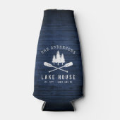 Rustic Lake House Boat Oars Trees Blue Wood Print Flesjeskoeler (Voorkant)