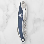 Rustic Lake House Boat Oars Trees Blue Wood Print Kurkentrekker (Achterkant)