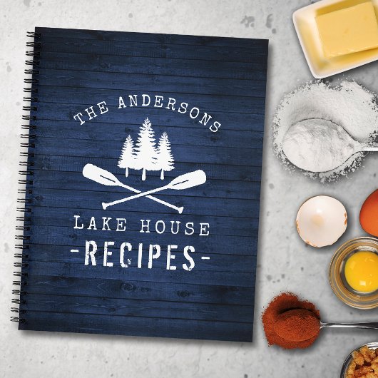 Rustic Lake House Boat Oars Trees Blue Wood Recipe Notitieboek