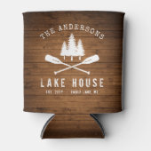 Rustic Lake House Boat Oars Trees Wood Print Blikjeskoeler (Voorkant)