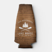 Rustic Lake House Boat Oars Trees Wood Print Flesjeskoeler (Voorkant)