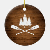 Rustic Lake House Boat Oars Trees Wood Print Keramisch Ornament (Achterkant)