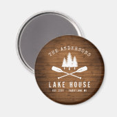Rustic Lake House Boat Oars Trees Wood Print Magneet (Voorkant / Achterkant)