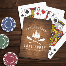 Rustic Lake House Boat Oars Trees Wood Print