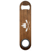 Rustic Lake House Boat Oars Trees Wood Print Speed Flessenopener (Achterkant)