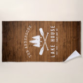 Rustic Lake House Boat Oars Trees Wood Print Strandlaken (Voorkant)