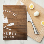 Rustic Lake House Boat Oars Trees Wood Print Theedoek (Quarter Fold)