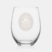 Rustic Lake House Boat Oars Trees Wood Print Wijnglas Zonder Voet (Achterkant)