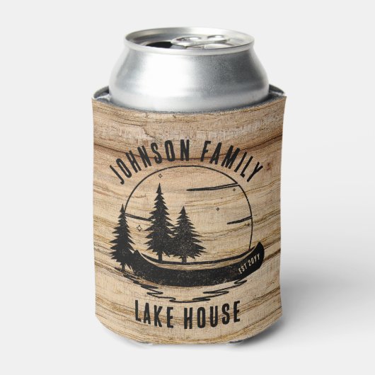 Rustic Lake House Custom Family Name Blikjeskoeler (Blikje Voorkant)