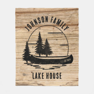 Rustic Lake House Custom Family Name Fleece Deken