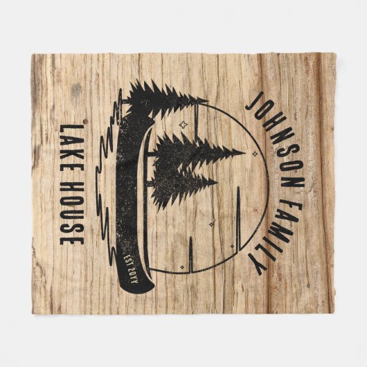 Rustic Lake House Custom Family Name Fleece Deken (Voorkant (Horizontaal))