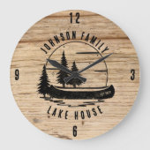 Rustic Lake House Custom Family Name Grote Klok (Voorkant)
