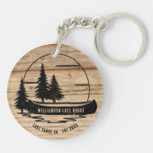 Rustic Lake House Natuur aangepaste familienaam Sleutelhanger (Achterkant)