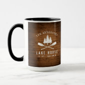 Rustic Lake House Oars Trees Wood Print Large Mok (Links)