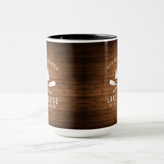 Rustic Lake House Oars Trees Wood Print Large Mok (Midden)