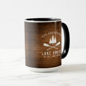 Rustic Lake House Oars Trees Wood Print Large Mok (Voorkant rechts)