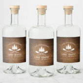 Rustic Lake House Oars Trees Wood Print Likeurfles Etiket (Flessen)