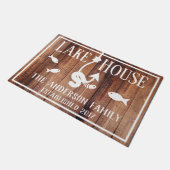 Rustic Lake House Worm op een haak Fish Family Nam Deurmat (Schuin)