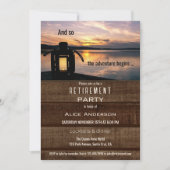 Rustic Lake Lantern Sunset Retirement Party Kaart (Voorkant)