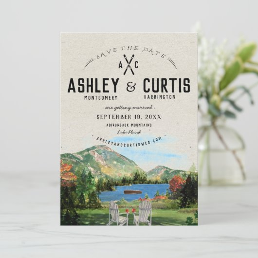 Rustic Lake Placid Wedding | Datum opslaan Save The Date (Staand voorkant)