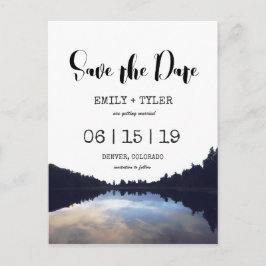 ©Rustic Lake Reflections Lakeside Save the Date Aankondigingskaart