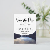 ©Rustic Lake Reflections Lakeside Save the Date Aankondigingskaart (Staand voorkant)