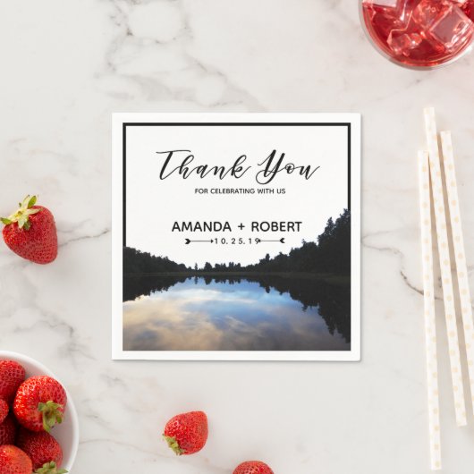 ©Rustic Lake Reflections Lakeside Wedding Custom Servet (Insitu)