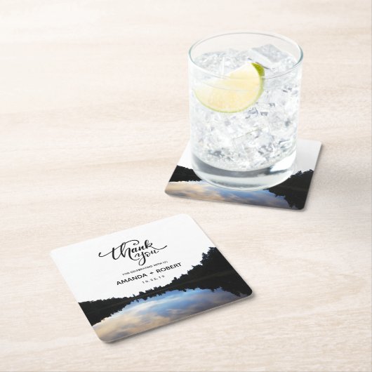 ©Rustic Lake Reflections Lakeside Wedding Favor Kartonnen Onderzetters (Insitu)