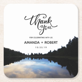 ©Rustic Lake Reflections Lakeside Wedding Favor Kartonnen Onderzetters