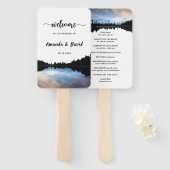 ©Rustic Lake Reflections Lakeside Wedding Hand Fan Handwaaier (Voorkant en achterkant)